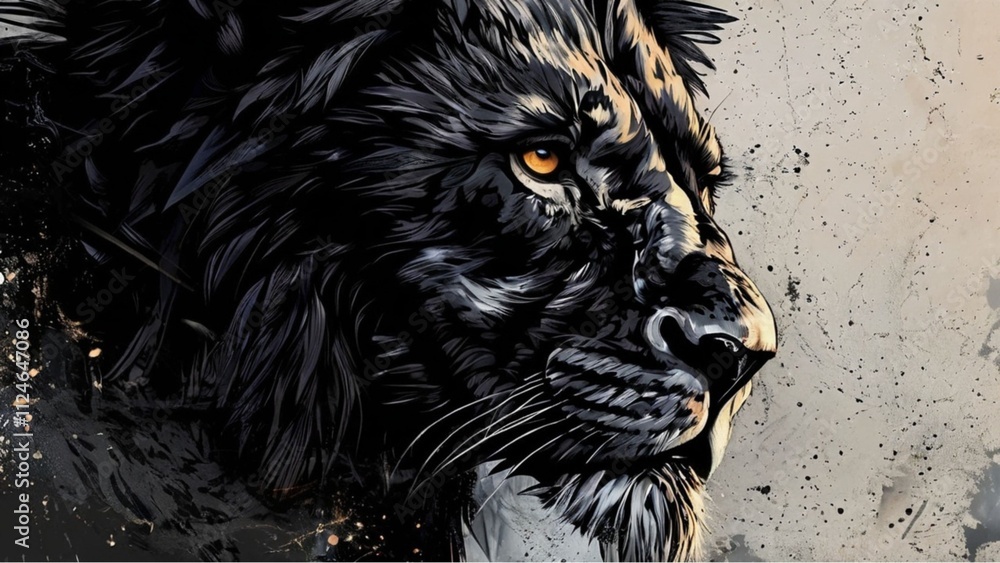 Lion,Close-up portrait of lion against black background Lion,Close-up portrait of lion against black background