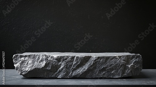 Stone podium with carved indentation photorealism minimalism