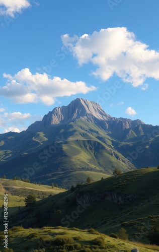 Majestic Mountain Peak Under a Blue Sky