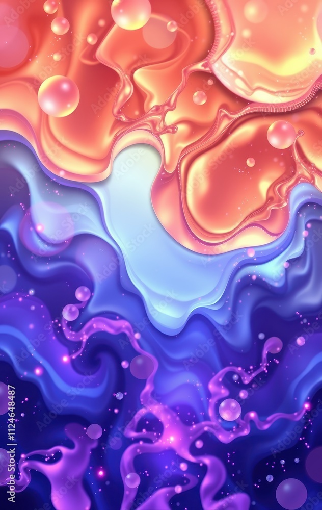 Abstract Colorful Liquid Swirls With Bubbles Abstract Colorful Liquid Swirls With Bubbles