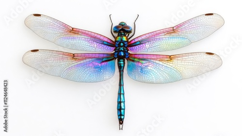 A dragonfly s wings designed as iridescent stained glass, intricate and delicate photo