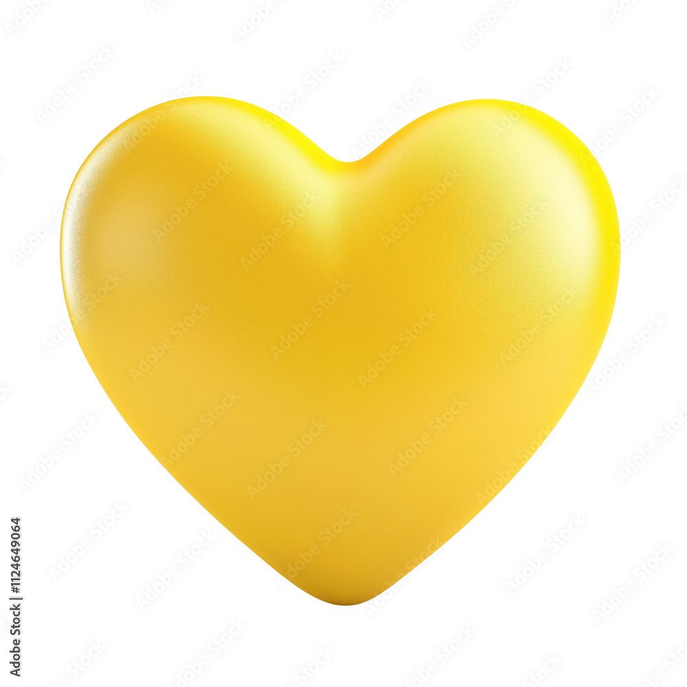 Smooth 3D yellow heart isolated on white background, Premium heart vector, PNG Smooth 3D yellow heart isolated on white background, Premium heart vector, PNG