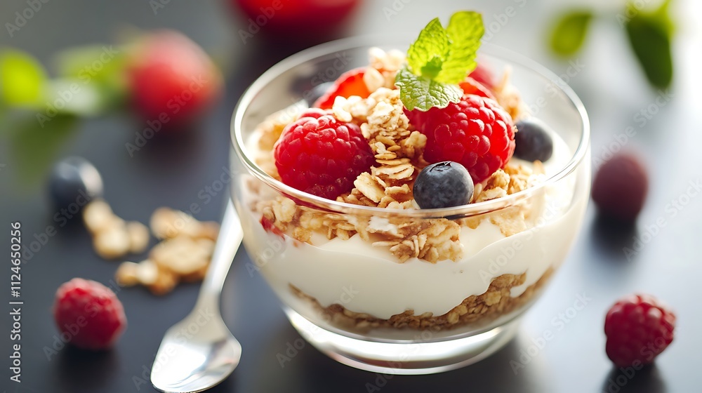 Delicious Yogurt Parfait with Granola and Berries
