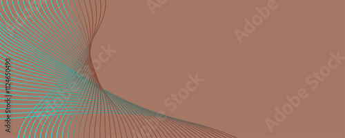 Abstract background in trendy color 2025 "Mocha Mousse". Wavy lines.