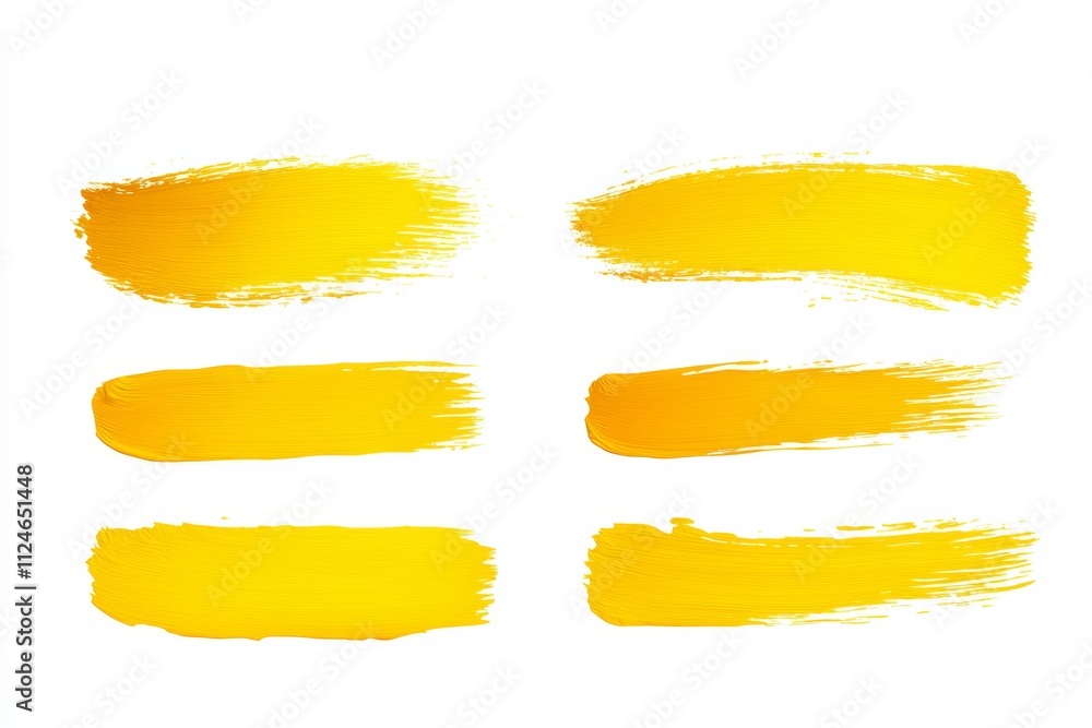 A set of yellow brush strokes on a white background A set of yellow brush strokes on a white background