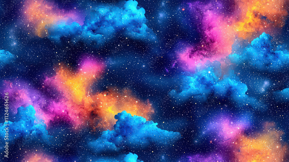 Fototapeta premium Vibrant cosmic abstract background featuring colorful clouds and stars, creating mesmerizing space scene that evokes sense of wonder and exploration