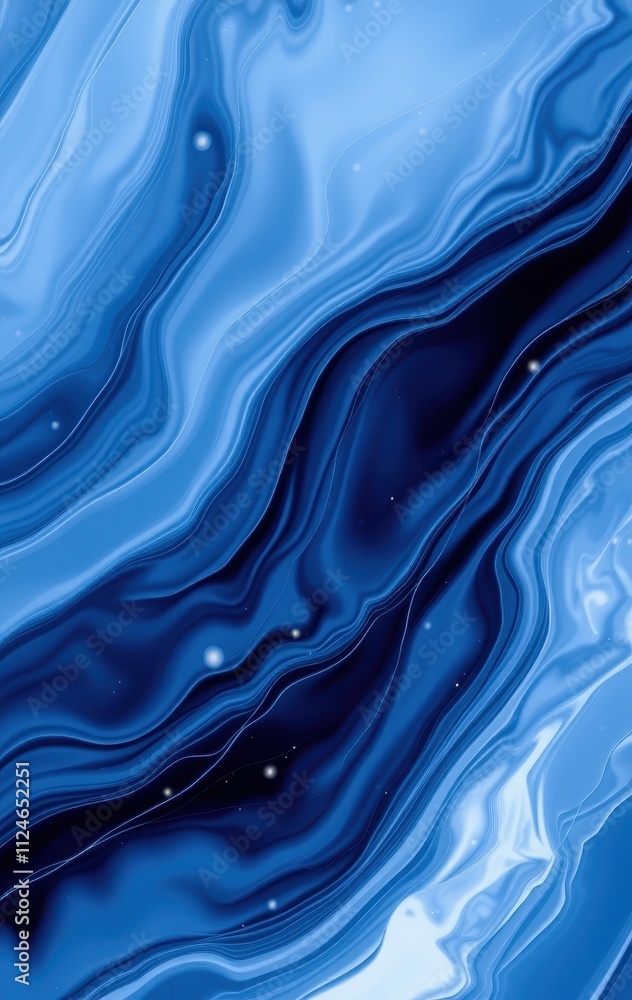 Obraz premium Abstract Blue Swirling Liquid Marble Design
