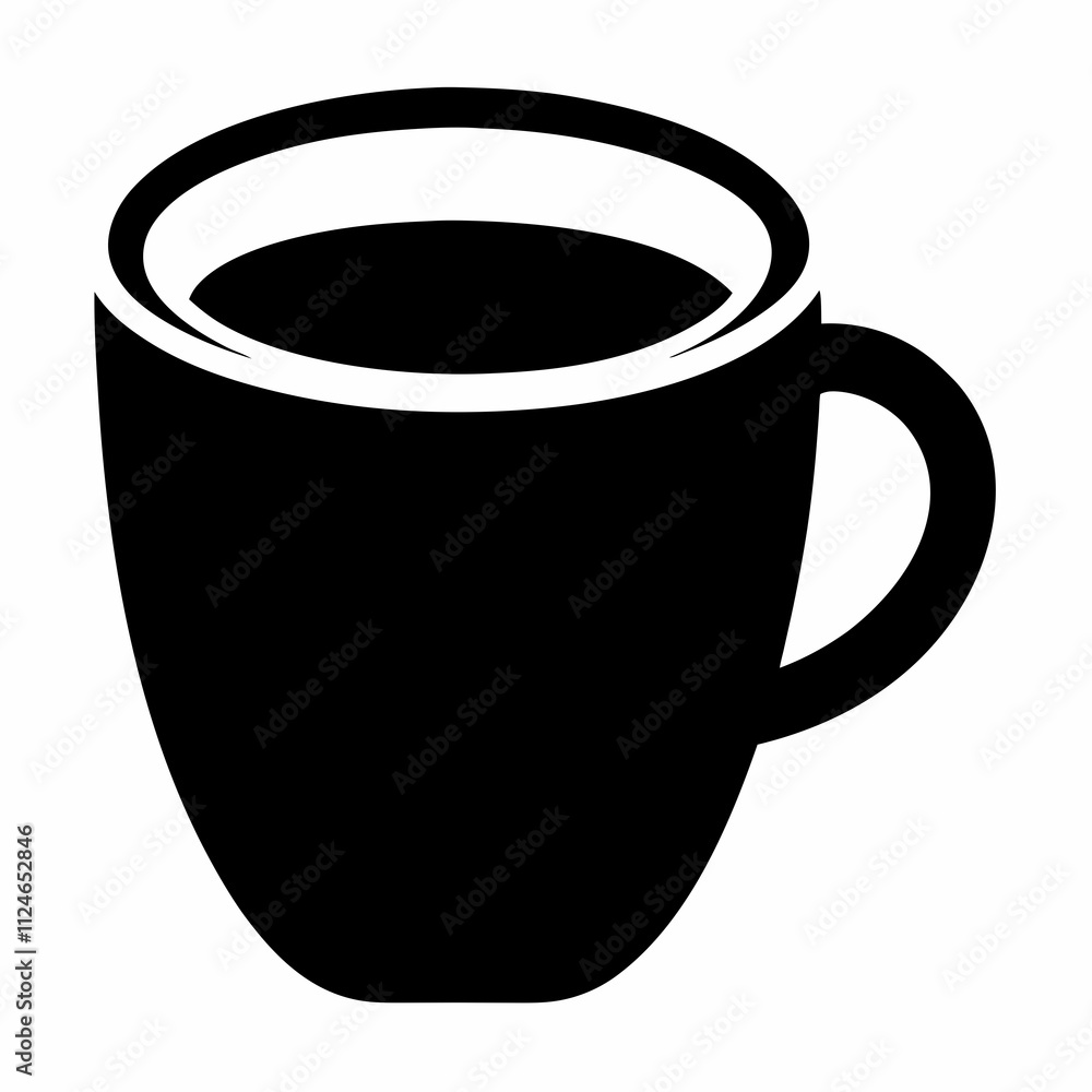 Black Silhouette Vector Illustration of a Coffee Cup Black Silhouette Vector Illustration of a Coffee Cup