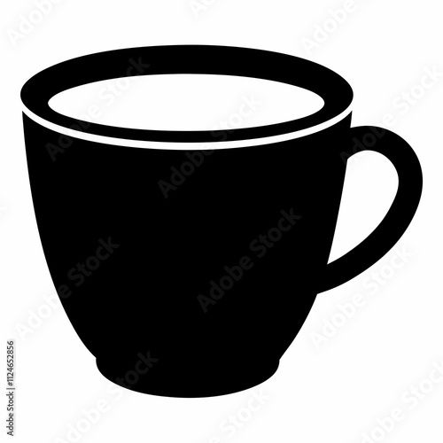 Black Silhouette Vector Illustration of a Coffee Cup