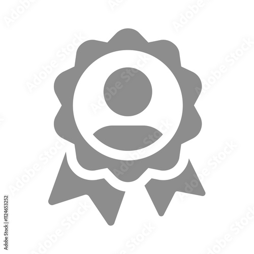 Awarded client or user with ribbon award badge. Employee of the month or people's choice symbol.