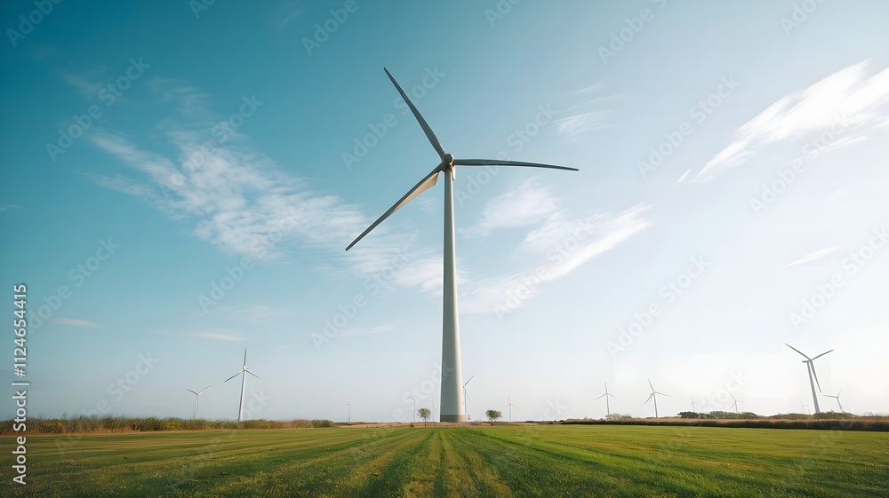 Wind Turbine Spinning in Open Field for Renewable Energy and Sustainable Power Generation Visuals Wind Turbine Spinning in Open Field for Renewable Energy and Sustainable Power Generation Visuals