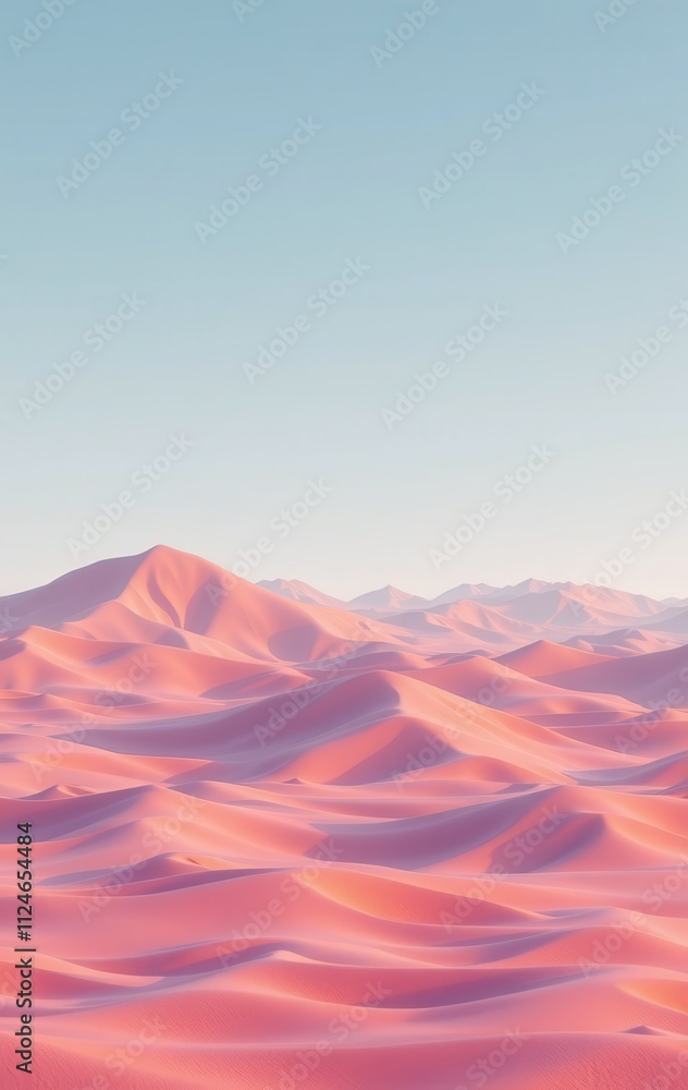 Naklejka premium Pink Desert Dunes Under a Pale Sky