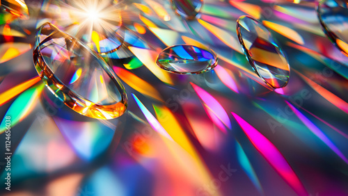 Colorful glass marbles, like tiny crystal spheres, reflect light, creating a festive and magical holiday decoration