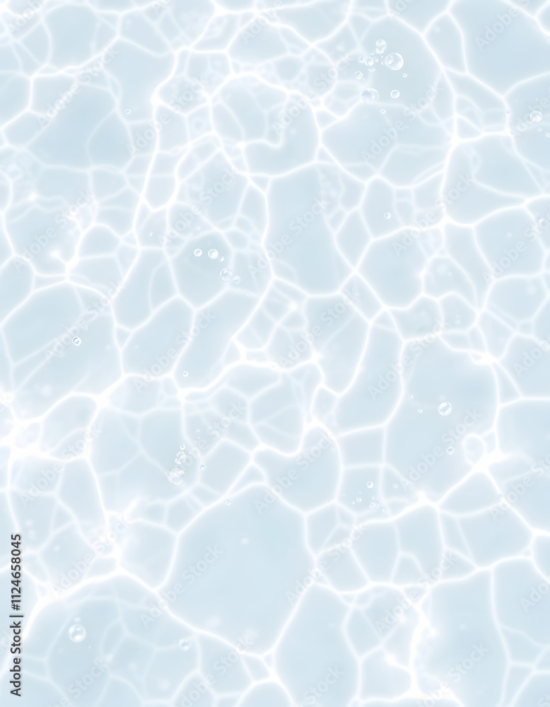 Obraz premium Fresh water background. Neutral white pattern with cleat rippled water texture and splashes. Top view, for color overlay, smooth light
