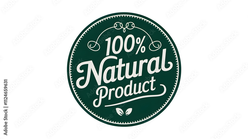 100% Natural Product Badge, Eco-Friendly Green Label 100% Natural Product Badge, Eco-Friendly Green Label