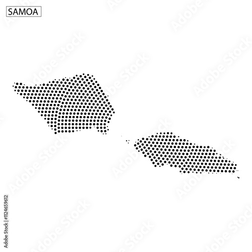Unique dotted map representation of Samoa highlighting major islands and regions