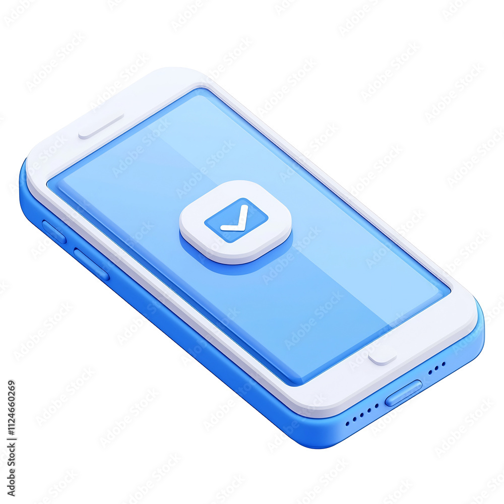 3D Glossy Smartphone Icon with Notification Symbol on Vibrant Blue Background 3D Glossy Smartphone Icon with Notification Symbol on Vibrant Blue Background