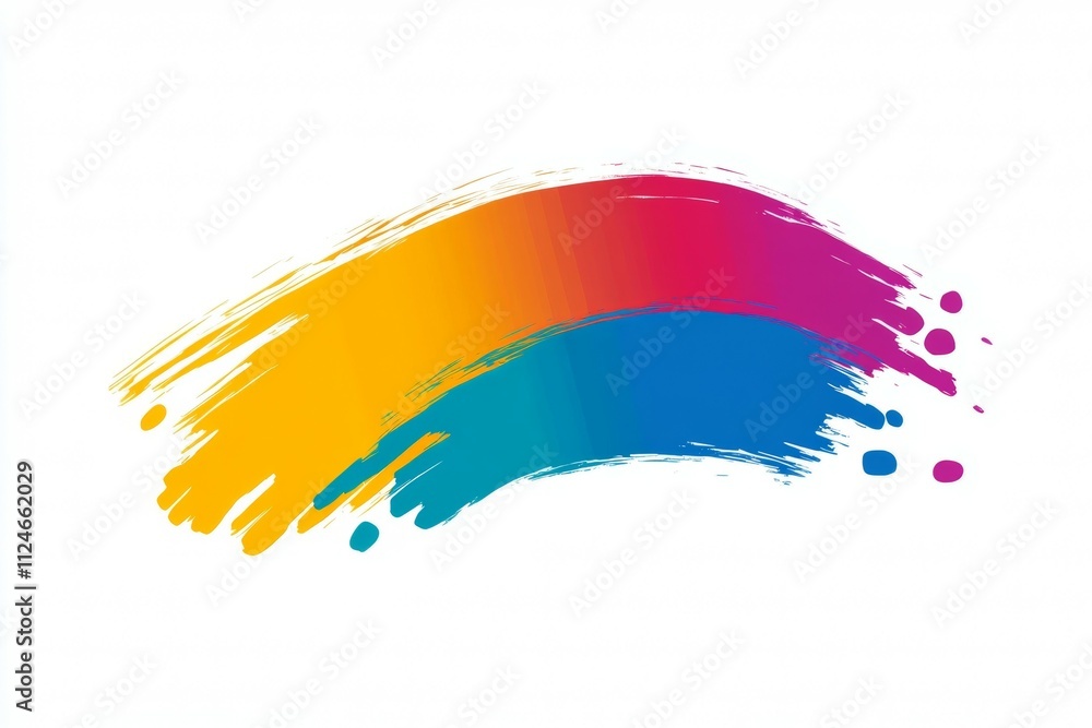 A colorful brush stroke with a blue and yellow stripe A colorful brush stroke with a blue and yellow stripe