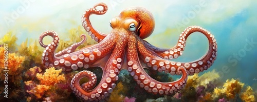 Wallpaper Mural An octopus camouflaging itself against a coral reef, blending seamlessly Torontodigital.ca