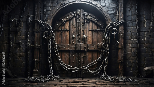 Wallpaper Mural Dungeon Door with Chains Torontodigital.ca