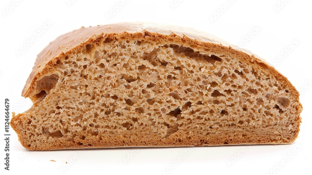 Slice of Wheat Bread Isolated on White Background, Nutritious and Versatile Loaf for Daily Meals and Snacks.
