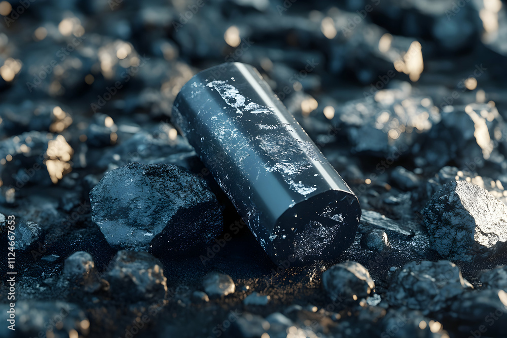 Dark 3D Render of a Cylinder on Rocks Dark 3D Render of a Cylinder on Rocks