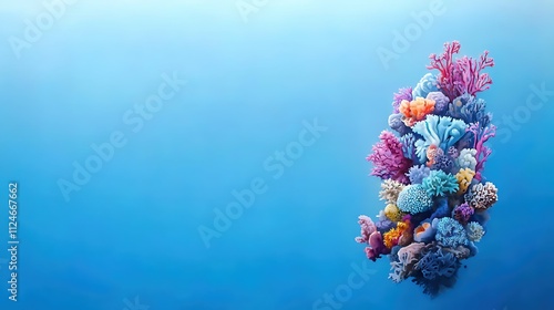 Fototapeta Naklejka Na Ścianę i Meble -  A colorful coral reef with a blue background