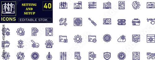 Setting and setup icon set. UI icon set. Contains such icons . 