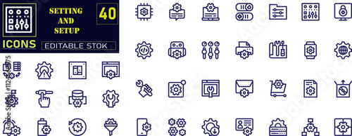Setting and setup icon set. UI icon set. Contains such icons . 