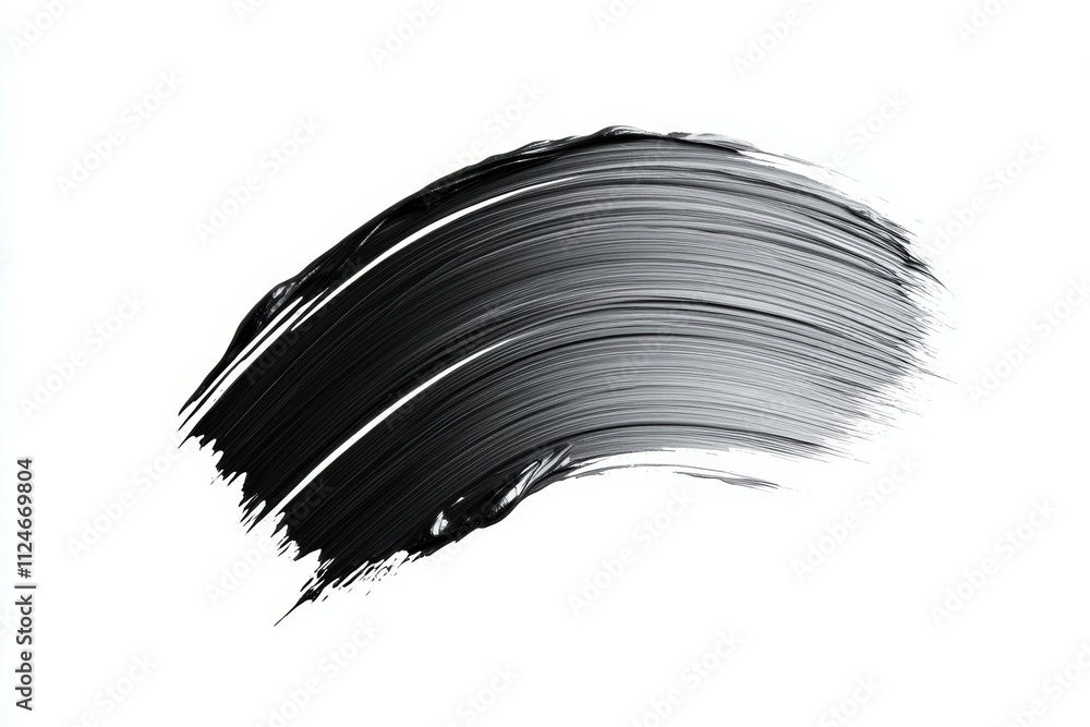 A brush stroke of black paint on a white background A brush stroke of black paint on a white background