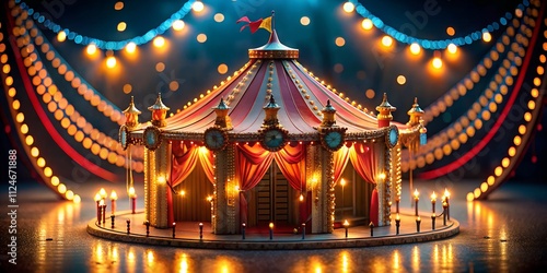 Miniature circus marquee displays captivating garlands and mystic ambiance during an enchanting evening