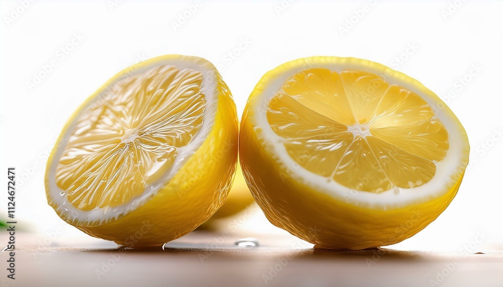 Fresh Lemon Slice and Half: A Citrus Delight in Full Focus Fresh Lemon Slice and Half: A Citrus Delight in Full Focus