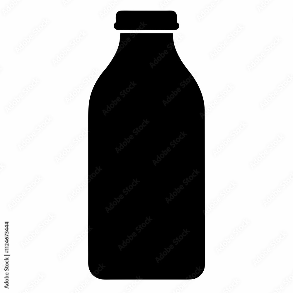 Black Silhouette Vector Illustration of a Juice Bottle Black Silhouette Vector Illustration of a Juice Bottle