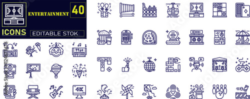 Entertainment icon set. Entertainment and arts icon collection. 