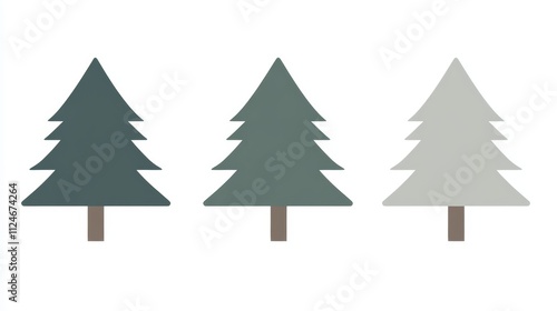 Simple Evergreen Trees Green Dark Green Grey Icons