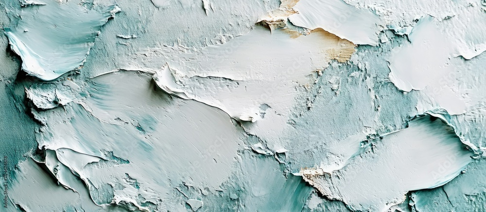 Abstract Textured Painting: Teal and White Impasto Abstract Textured Painting: Teal and White Impasto
