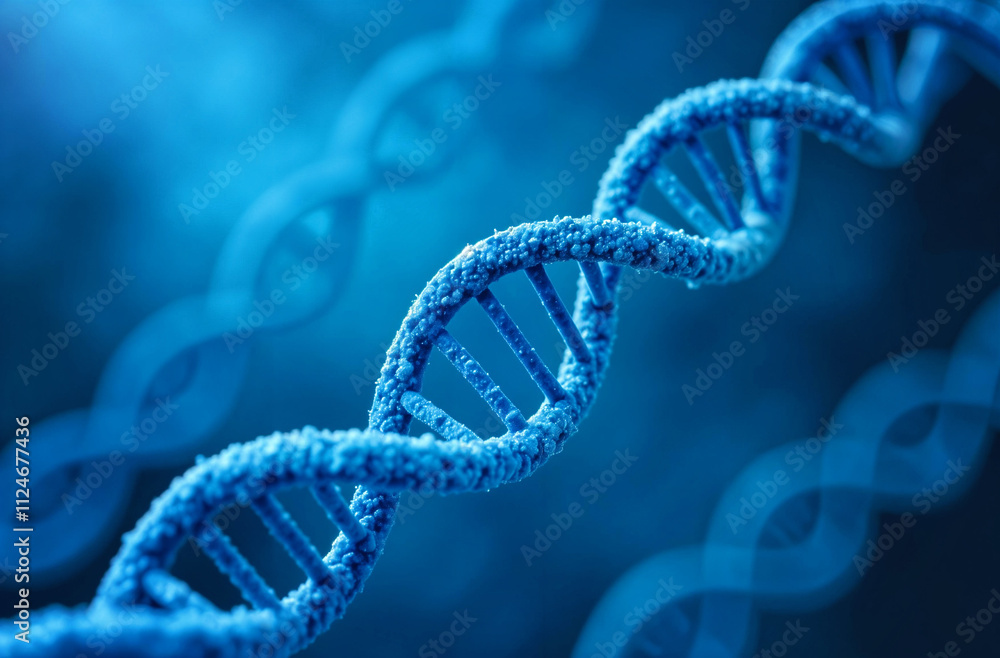 Blue DNA double helix on blue background. Blue DNA double helix on blue background.