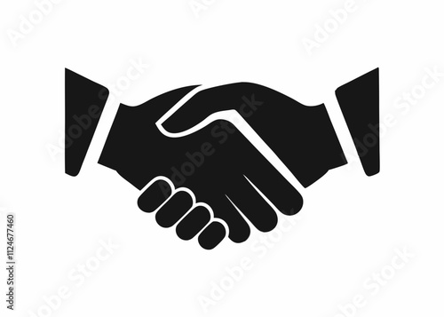 Black Silhouette of a Handshake Between Two People - Minimalist Agreement Symbol