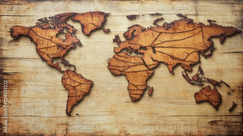 Ancient Trade Routes on Weathered Canvas Background