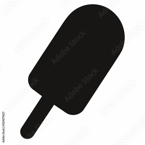 Black Silhouette Vector Illustration of a Popsicle