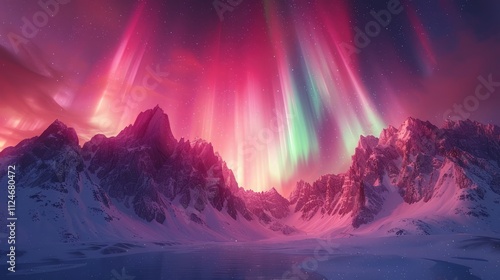 Wallpaper Mural Aurora borealis dance arctic mountains landscape photography vibrant night sky scenic viewpoint nature's wonder Torontodigital.ca