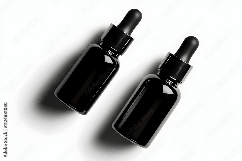 3D Render Black Glass Dropper Bottles Mockup 3D Render Black Glass Dropper Bottles Mockup