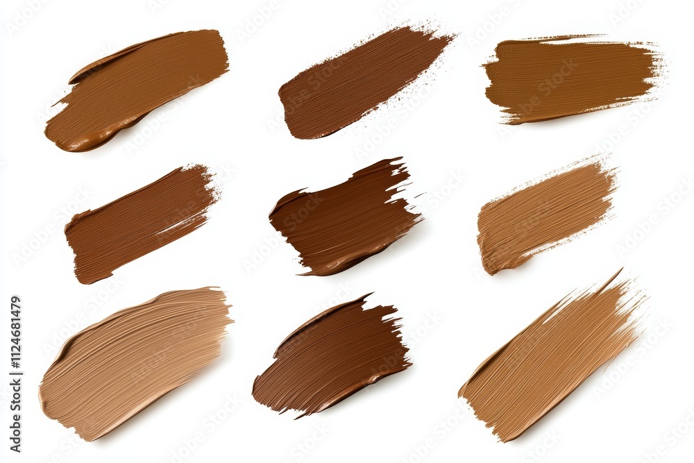 A set of makeup brushes with different shades of brown A set of makeup brushes with different shades of brown