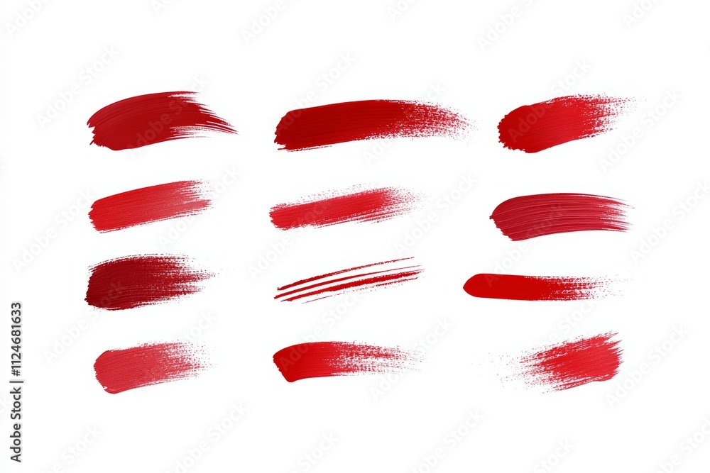 A set of red brush strokes on a white background A set of red brush strokes on a white background