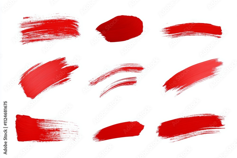 A set of red brush strokes on a white background A set of red brush strokes on a white background