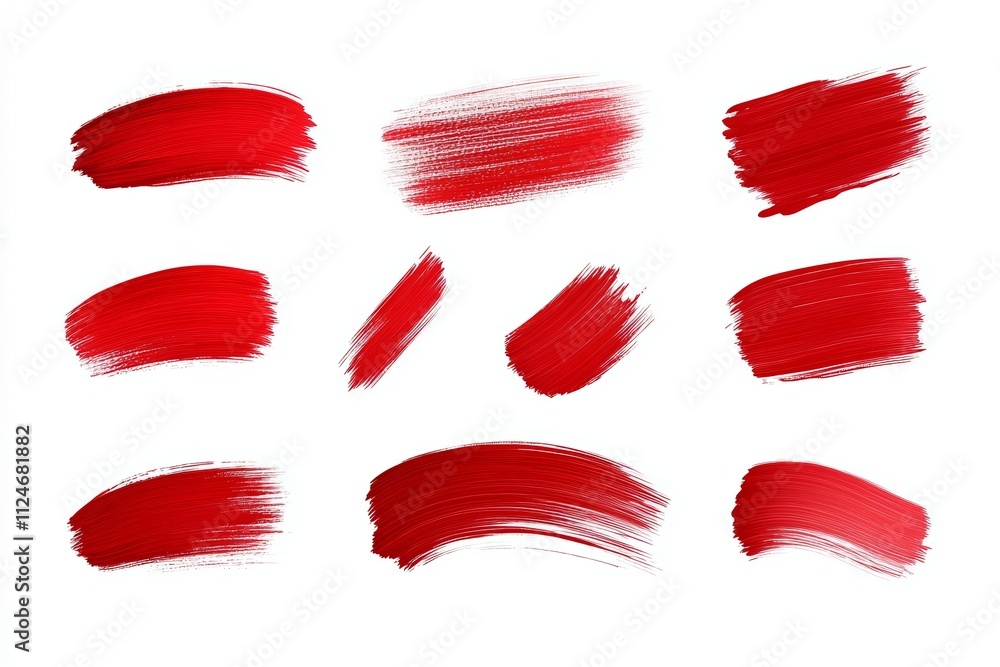 A set of red brush strokes on a white background A set of red brush strokes on a white background
