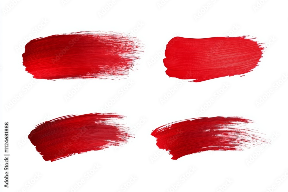 Four red brush strokes on a white background Four red brush strokes on a white background