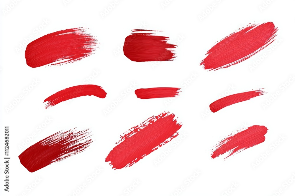 A set of red brush strokes on a white background A set of red brush strokes on a white background