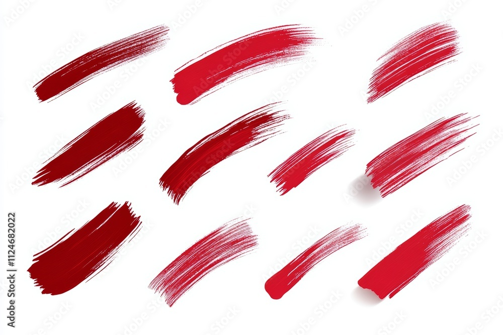 A set of red brush strokes on a white background A set of red brush strokes on a white background
