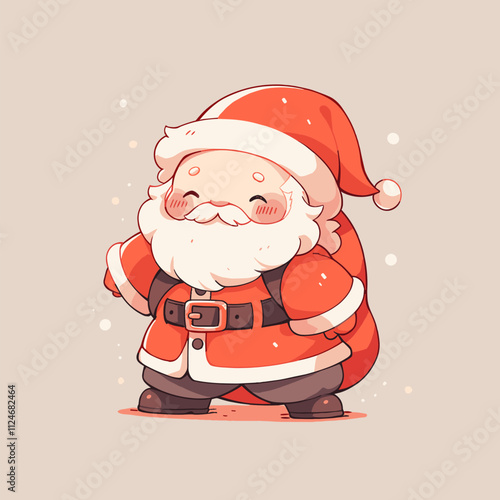 Cute Chibi Santa Claus in Festive Christmas Attire. Cute Santa Vector.